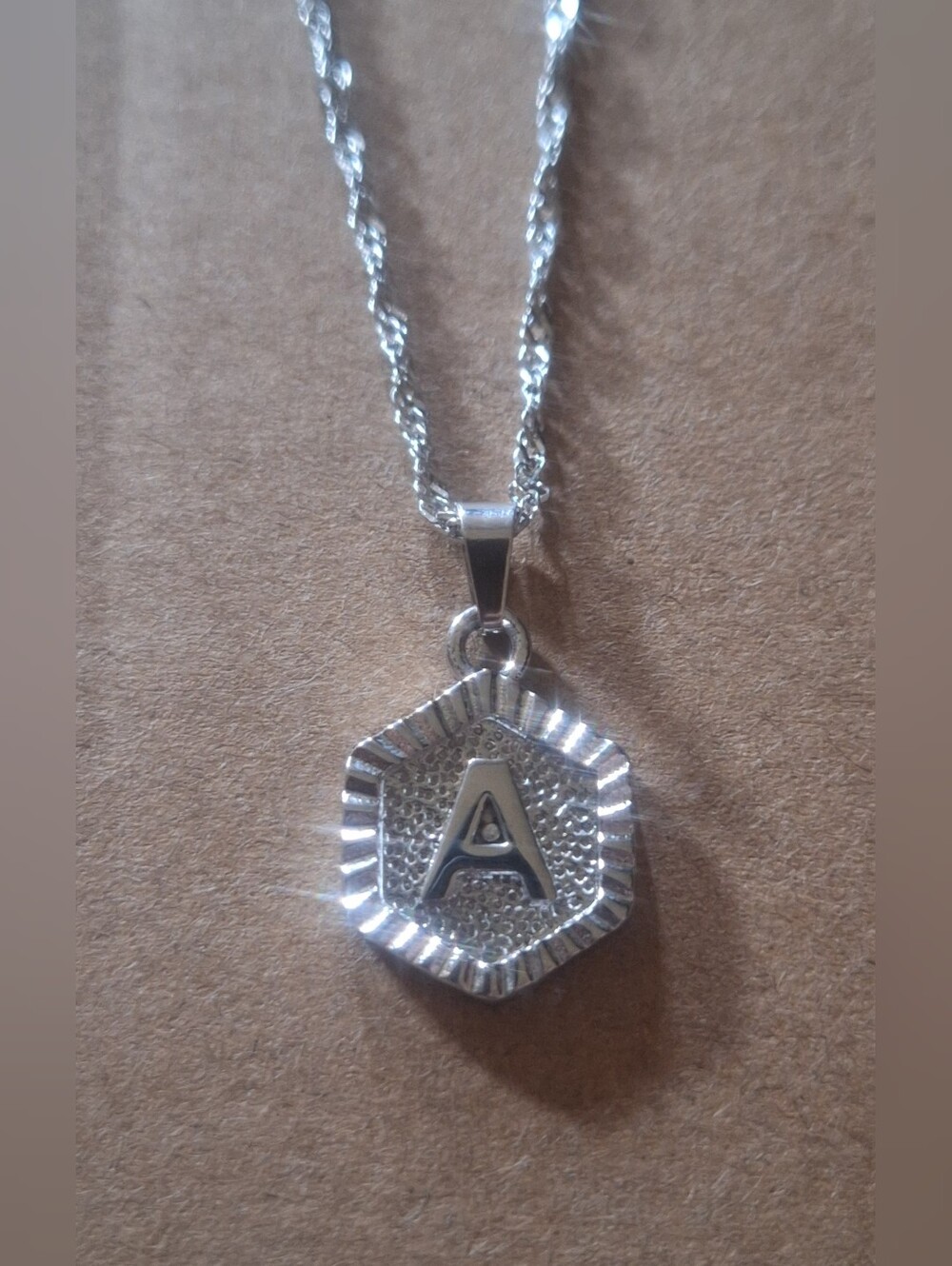 Oak & Ivy Boutique Stainless Silver Tone A Initial Adjustable Necklace NWOT